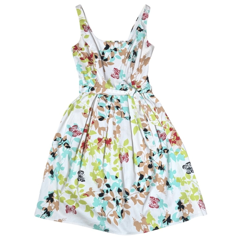 Studio I Petite Floral Butterfly Fit And Flare Dress White Multi Women 4P